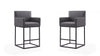Ambassador Mid-Century Modern Metal Upholstered Counter Stool in Gray - Set of 2 Bar Stool