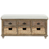 Harvey Solid Wood Storage Bench With Drawers And Rattan Baskets - Light Brown