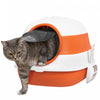 Pawhut Foldable Cat Litter Box With Lid, Covered Litter Box W/ High Sides, Air Freshener, Large Front Entry Cat Box, Easy Clean, White And Orange