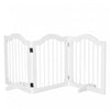 Pawhut Freestanding Pet Gate For Dogs 24\" Tall Foldable Dog Gates Indoor Wooden Barrier 3 Panels With 2 Support Feet, For Doorway Stairs, White