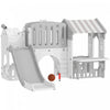 Qaba 7-in-1 Toddler Slide with Playhouse, Kids Slide Climber Playset with Basketball Hoop and Tunnel for Age 1-4 Years Indoor Play, Grey