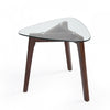 Nick Glass Top End Table With Solid Wood Base - Walnut