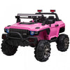 Aosom Kids Ride-on Car 12v Rc 2-seater Police Truck Electric Car For Kids With Full LED Lights, Mp3, Parental Remote Control (pink)
