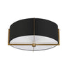 Dainolite Preston 3 Light Semi-flush Mount Aged Brass Black Shade Lamp