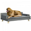 Pawhut Dog Sofa, 39\" Cat Couch With Removable Cushion, Washable Cover, Wooden Legs, Elevated Pet Cat Sofa For Medium & Large Dogs, Dark Grey