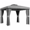Outsunny 10' X 10' 2-tier Patio Gazebo With Mesh Sidewalls, Light Grey