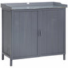 Outsunny Garden Storage Cabinet, Outdoor Potting Bench Table, Grey