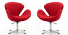 Raspberry Modern Upholstered Swivel Lounge Chair in Red - Set of 2 Accent Chair