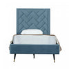 Crosby Modern Upholstered Velvet Twin Bed in Blue