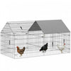 PawHut Metal Chicken Coop, 7' x 3.5' x 3.6' Large Chicken Run with Water-Resistant & Anti-UV Cover, Outdoor Poultry Cage with 4 Doors for 2-3 Hens, Rabbits, Ducks, Geese