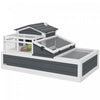 PawHut Tortoise House 2-Tier Wooden Enclosure with Balcony, Ramp and Tray, Indoor/ Outdoor Tortoise Enclosure with Ladder, Openable Roof, 44\" L x 25.5\" W x 23.3\" H, Grey