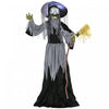 Outsunny Animated Halloween Decoration, Animatronics Witch, Black