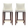 Shubert Modern Wood Upholstered Barstool in Ivory - Set of 2