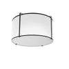 Dainolite Trapezoid 2 Light Flush Mount Drum Shaped Black/White Shade White Fabric Diffuser Lamp