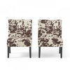 Oliver Linen-look Fabric Accent Chair Set Of 2 With Rubberwood Legs - Brown and White