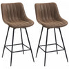 HOMCOM 27\" Bar Stools Set of 2, PU Leather Counter Height Barstools, Brown