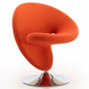 Manhattan Comfort Curl Polished Chrome Wool Blend Swivel Accent Chair - Orange