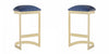 Aura Modern Metal Upholstered Barstool in Blue - Set of 2 Bar Stool