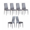 Ava Modern Diamond Grid Pattern Dining Chair Set (6-Pack) with Fireproof Leather and Metal Frame,Grey