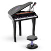 Qaba Mini Electronic Musical Piano 37 Key Keyboard Multifunction Kids Toy With Microphone Stool, Black