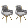 Timothy Velvet Swivel Dining Chairs with Tufted Upholstered and Metal Legs Set of 2, Grey