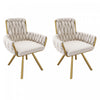 Timothy Velvet Swivel Dining Chairs with Tufted Upholstered and Metal Legs Set of 2, Glod