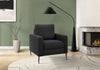Upholstered Accent Chair, 32\" Wide, Black Fabric, Black Metal Legs, Modern Accent Chair