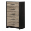 Londen 5-Drawer Chest Rubbed Black and Weathered Oak - South Shore