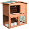 Pawhut 2 Tier Rabbit Hutch Guinea Pig Hutch Ferret Cage With Ramp Slide Out Tray For Indoor Outdoor 39.6\"l X 21.7\"w X 39.8\"h