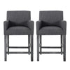 Lewis 26\" Seat Height Counter Stools Set Of 2 With Upholstered Fabric And Solid Wood Legs, Charcoal