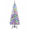 HOMCOM 5ft Frosted Christmas Tree with Dual Colour Light, Pencil Xmas Tree