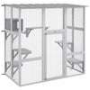 Pawhut Catio Outdoor Cat Enclosure, Wooden Outdoor Cat House Window Box With Weatherproof Roof, Bridge, Resting Box, Platforms, Cat Cage For 2 Kittens, White
