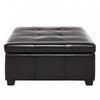 Liam 34.25\" Large Square Faux Leather Ottoman Coffee Table with Storage,Chocolate