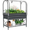 Outsunny Metal Raised Garden Bed with Cover, Dark Grey