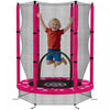 Qaba 55\" Trampoline for Kids, Toddler Trampoline with Safety Enclosure, for Jumping and Playing, Indoor Outdoor Use, Ages 3-6 Years, Sun Pattern, Pink