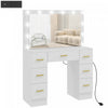 HOMCOM Makeup Vanity Desk, Dressing Table with Mirror and Lights, White