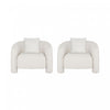 Sylvia Modern Glam Tweed Lounge Chair in Ivory - Set of 2