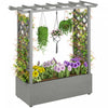 Outsunny Raised Planter With Trellis, Elevated Wood Planter Box With Liner