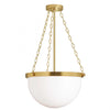 Dainolite Rhonda 1 Light Incandescent Pendant Aged Brass White Glass Lamp