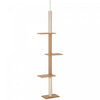 Pawhut 100\" Floor To Ceiling Cat Tree W/ 3 Perches Activity Center For Kittens Cat Tower Furniture, Brown