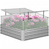 Outsunny 49.6\" X 42.1\" X 26.6\" Galvanized Raised Garden Bed With Greenhouse, Steel Planters For Outdoor Plants, Flowers, Herbs And Vegetables, Use For Patio, Backyard, Balcony, Silver