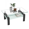 Liam Modern Rectangle Clear Tempered Glass Coffee Table,Black