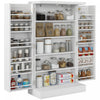 HOMCOM 41\" Kitchen Pantry with 12 Spice Racks and Adjustable Shelves White