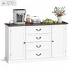 HOMCOM 58\" Sideboard Buffet Cabinet with Charging Station White Wood Grain