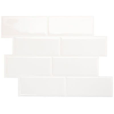 Smart Tiles Peel and Stick 4-Sheet 12 x 9 Backsplash - Metro Blanco|Dosseret Smart Tiles peler et coller 12 x 9, 4 feuilles - Metro Blanco