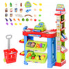 Qaba Supermarket Playset For Kids, 50 Grocery Store Toys, Pretend Play Toy With Food, Check-out Counter, Scanner, Shelves