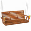 Outsunny 5 FT Wooden Porch Swing 3-Seater with Cupholders, Carbonized