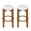 Olivia Rubberwood Indoor Round Seat Bar Stool Set of 2 with Durable Frame and Fabric