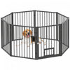Pawhut Dog Playpen, 30\"h Pet Playpen, 8 Panels Puppy Exercise Pen Heavy Duty With Dog Gate & Cat Door, Indoor Outdoor Foldable Portable Dog Fence For Small & Medium Dogs