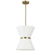 Dainolite Caterine 1 Light Pendant 12\" Dia Aged Brass Finish Gold Ring/White Shade Lamp